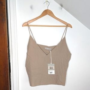 EVERLANE The Washable Silk Cropped Cami Burnt Sugar NEW Size 12